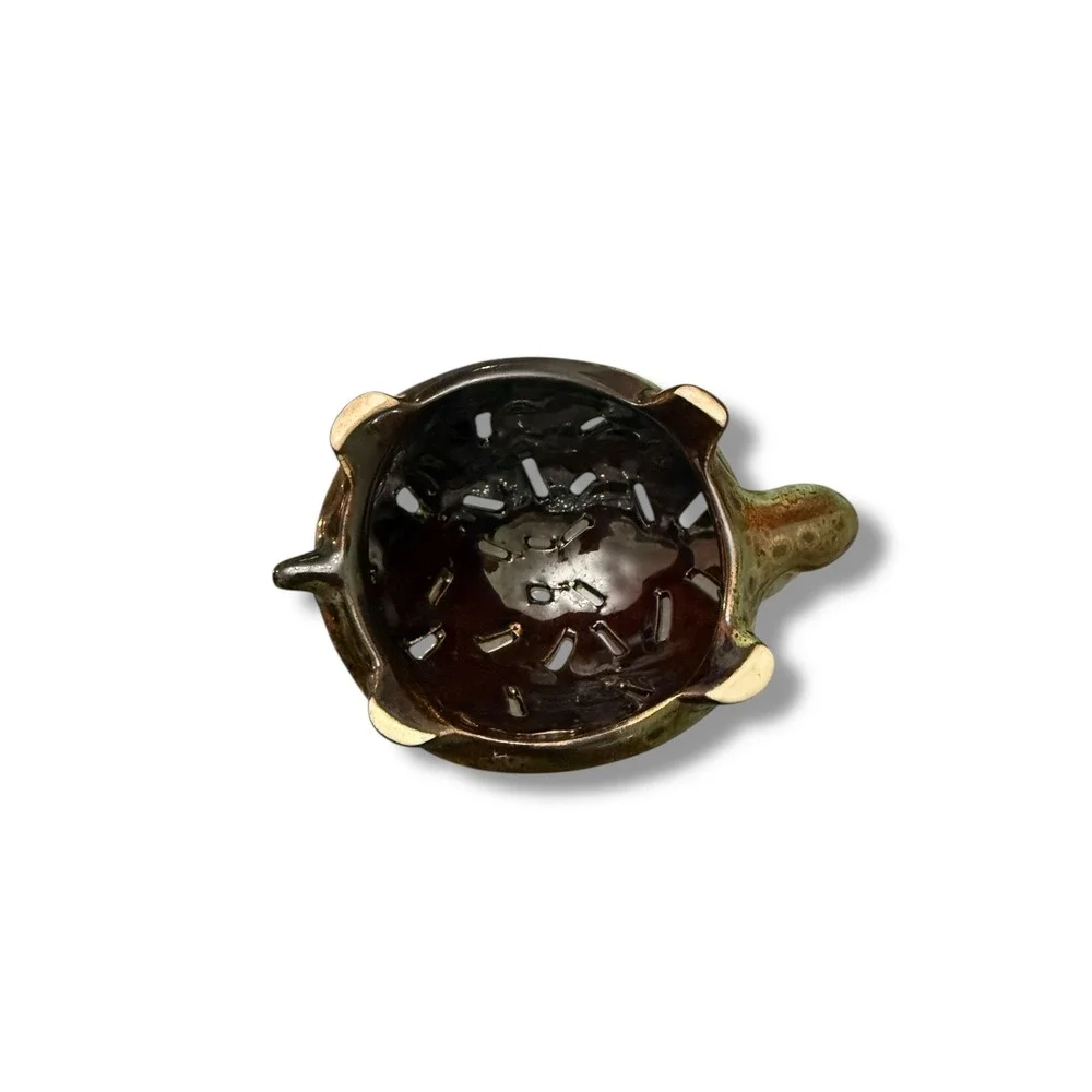 Ceramic Turtle Incense Holder Green Glazed Pottery Home‎ Decor Gift